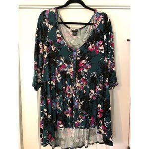 Torrid sz 2 Floral Button Front Babydoll Top